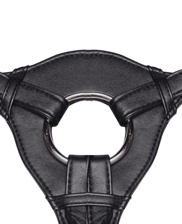 Lux Fetish Patent Leather Strap On Harness - Black - Image 4