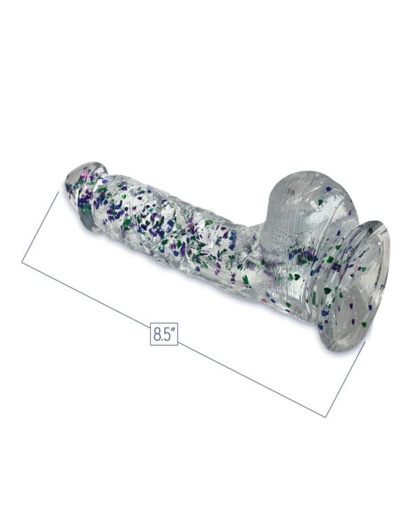 Glittergasm 8.5" Ballsy Dildo - Blue/Purple/Violet - Image 3