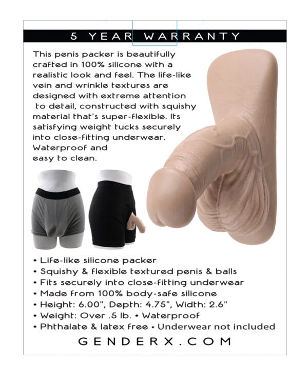 Gender X 4" Silicone Packer - Ivory - Image 2