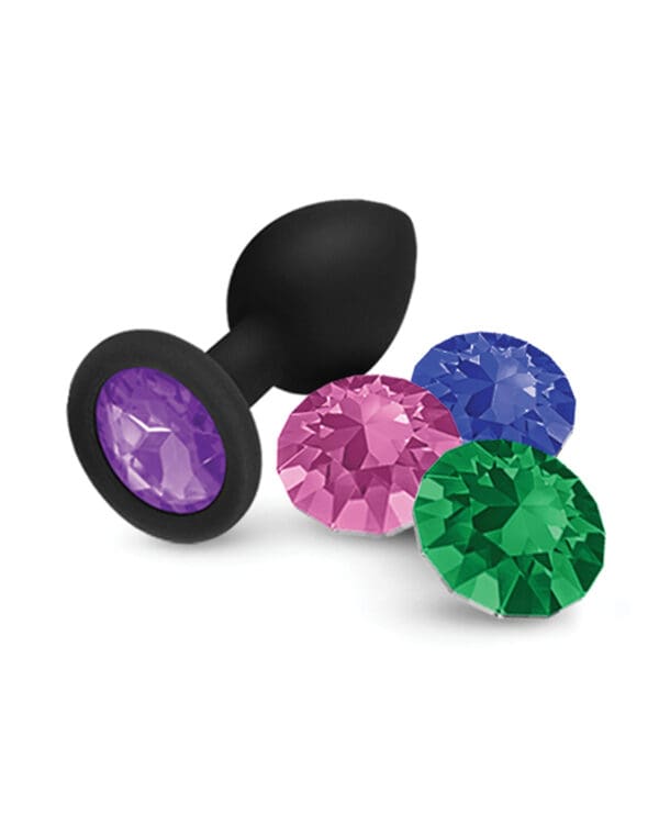 Nobu Fetish Small Silicone Plug w/Jewels - Black - Image 2