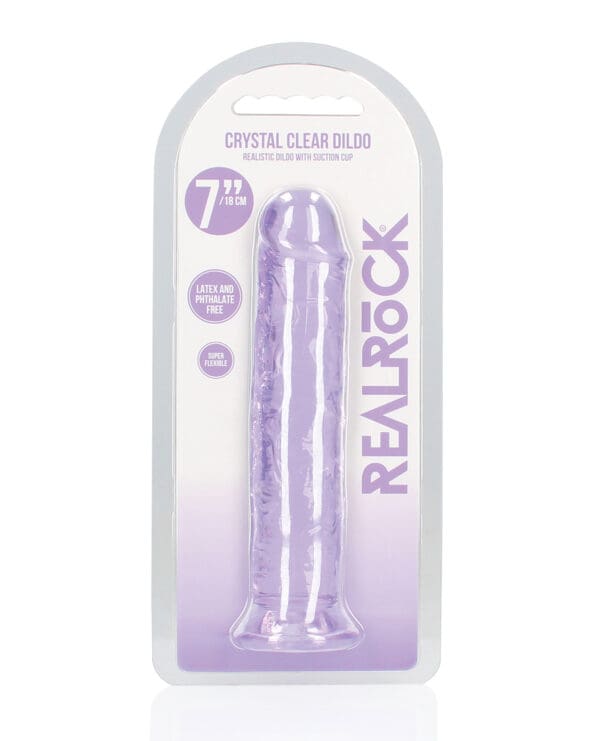 Shots RealRock Crystal Clear 7" Straight Dildo w/Suction Cup - Purple