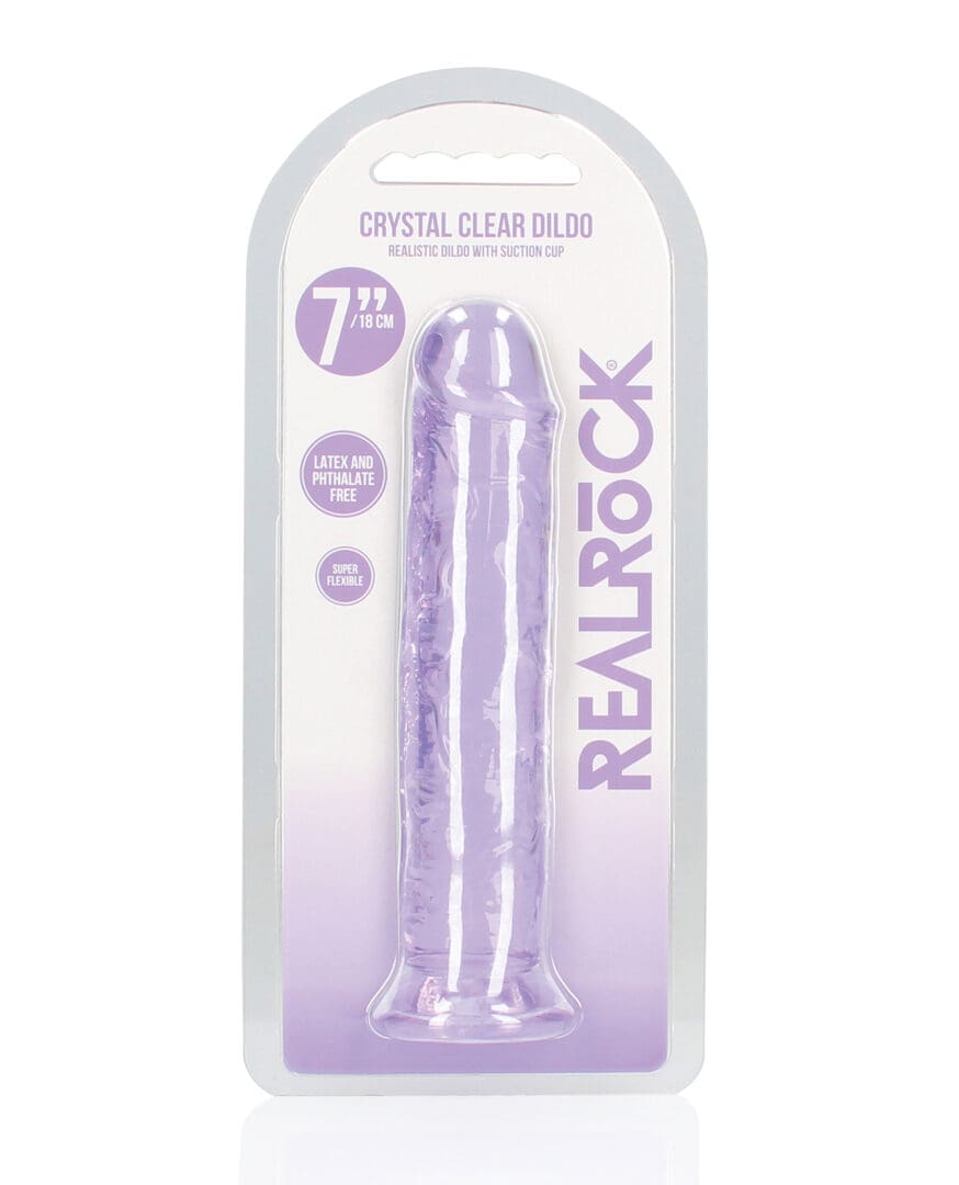Shots RealRock Crystal Clear 7" Straight Dildo w/Suction Cup - Purple