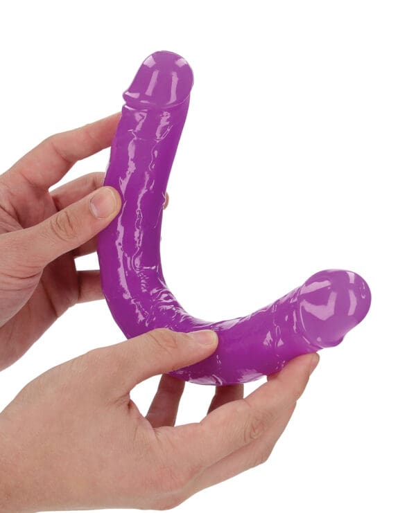 Shots RealRock 12" Double Dong Glow in the Dark - Neon Purple - Image 3