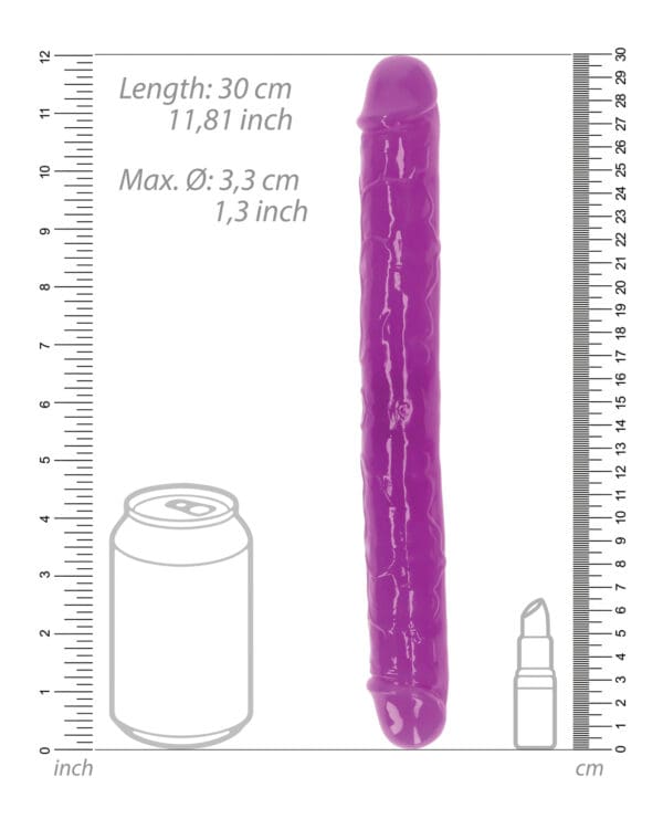 Shots RealRock 12" Double Dong Glow in the Dark - Neon Purple - Image 5