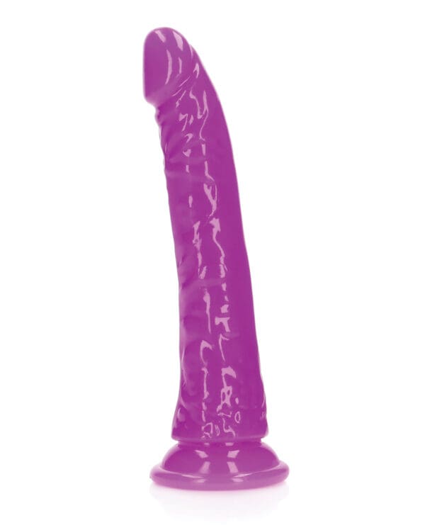 Shots RealRock 7" Slim Dildo Glow in the Dark - Neon Purple - Image 2