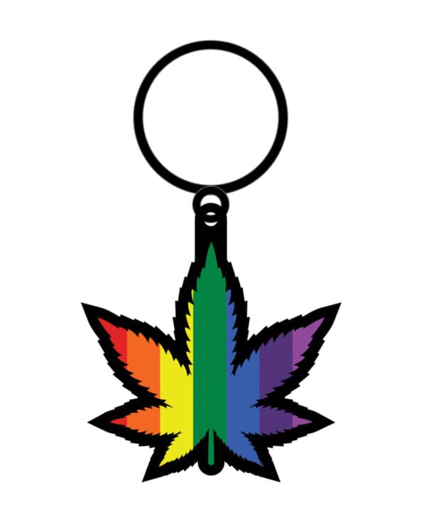 Wood Rocket Rainbow Leaf Keychain - Rainbow - Image 2