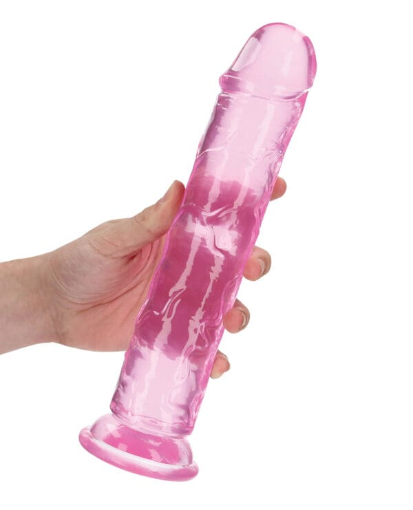 Shots RealRock Realistic Crystal Clear 10" Straight Dildo - Pink - Image 5
