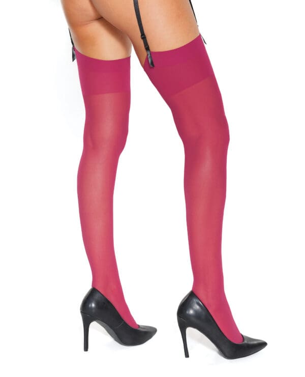 Sheer Thigh High Stockings Raspberry O/S - Image 3