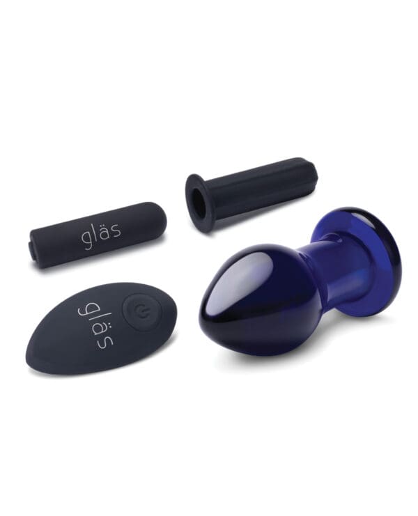 Glas 3.5" Rechargeable Vibrating Butt Plug - Blue - Image 3