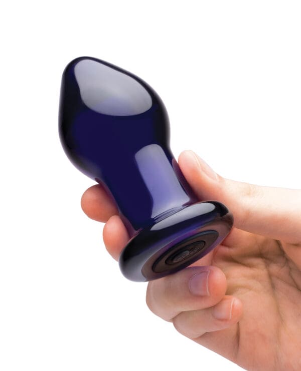 Glas 3.5" Rechargeable Vibrating Butt Plug - Blue - Image 4