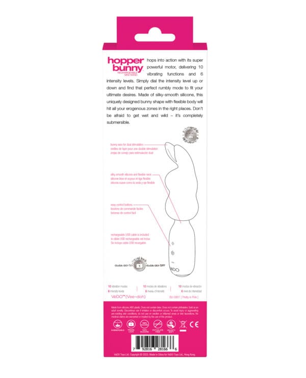 VeDO Hopper Bunny Rechargeable Mini Wand - Pink - Image 5