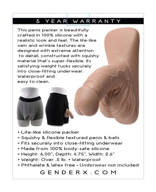 Gender X 4" Silicone Packer - Tan - Image 2