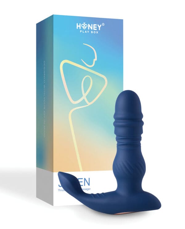 Jaden Thrusting Prostate Massager Vibrating Butt Plug Anal Sex Toy - Blue - Image 4