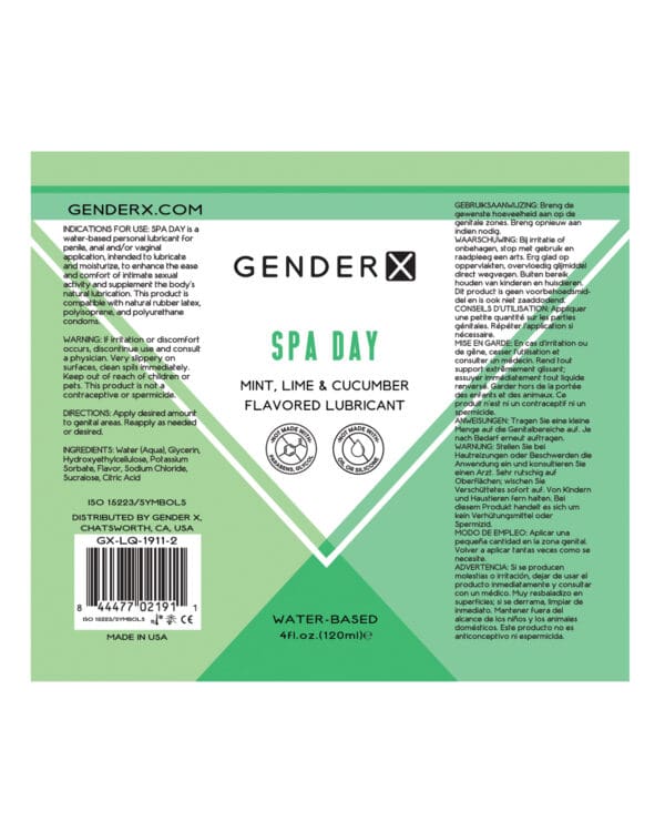 Gender X Flavored Lube - 4 oz Spa Day - Image 3
