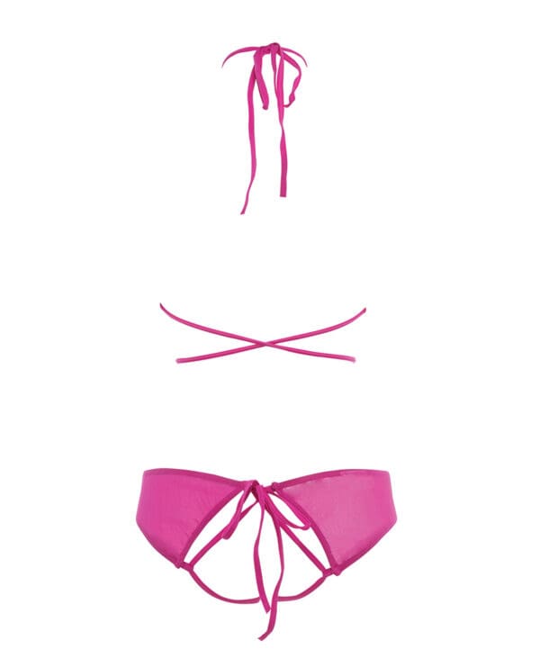 Allure Marley Mesh Peek A Boo Top & Open Panty Hot Pink S/M - Image 5