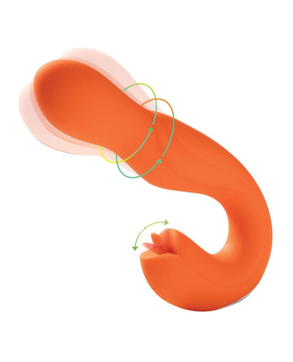 Joi Pro Rotating Head G-Spot Vibrator & Clit Licker w/Remote - Orange - Image 3