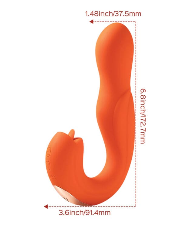 Joi Pro Rotating Head G-Spot Vibrator & Clit Licker w/Remote - Orange - Image 4