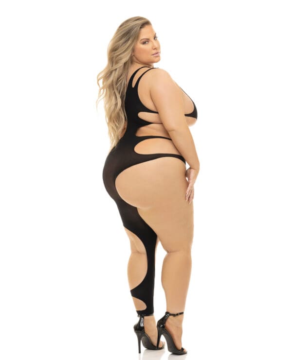 Pink Lipstick Show You How Cut Out Bodystocking Black QN - Image 2