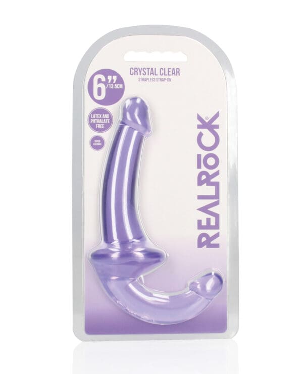 Shots RealRock Crystal Clear 6" Strapless Strap-On - Purple
