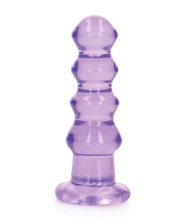 Shots RealRock Crystal Clear 5.5" Curvy Dildo/Butt Plug - Purple - Image 2