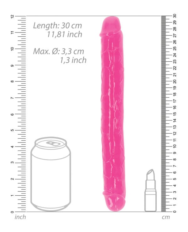 Shots RealRock 12" Double Dong Glow in the Dark - Neon Pink - Image 5