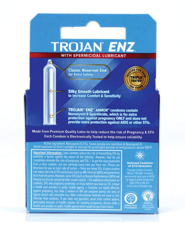 Trojan Enz Spermicidal Lubricated Condoms - Box of 3 - Image 2