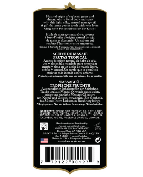 Kama Sutra Naturals Massage Oil - Tropical Fruits - Image 2