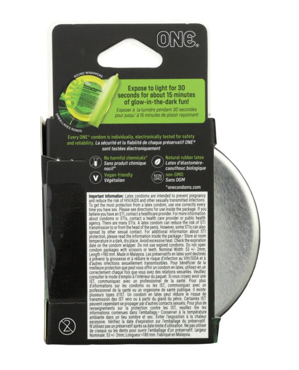 One Glowing Pleasures Condoms - Box of 3 - Image 2