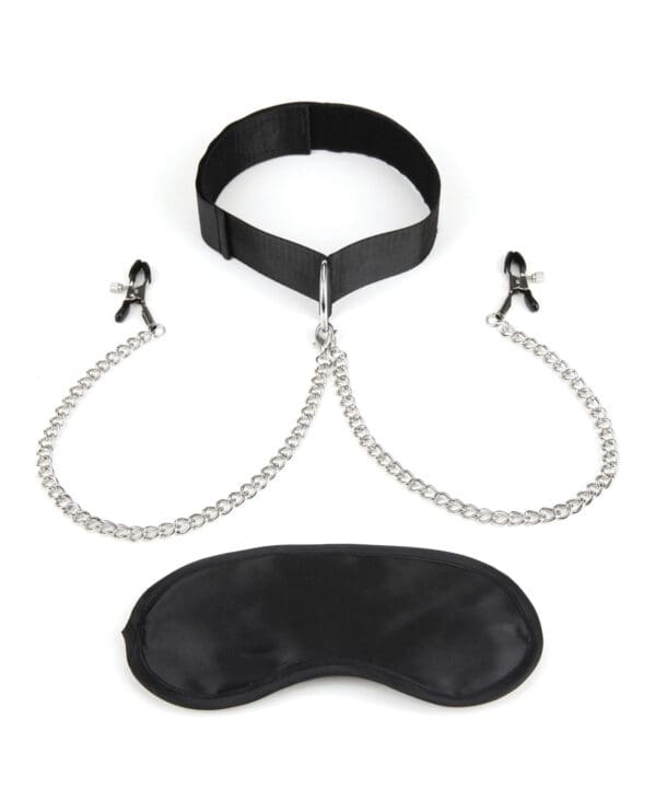 Lux fetish Collar & Nipple Clamps w/Adjustable Pressure Clamps - Image 2
