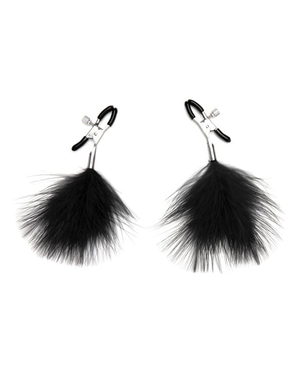 Lux Fetish Feather Nipple Clips - Black - Image 3