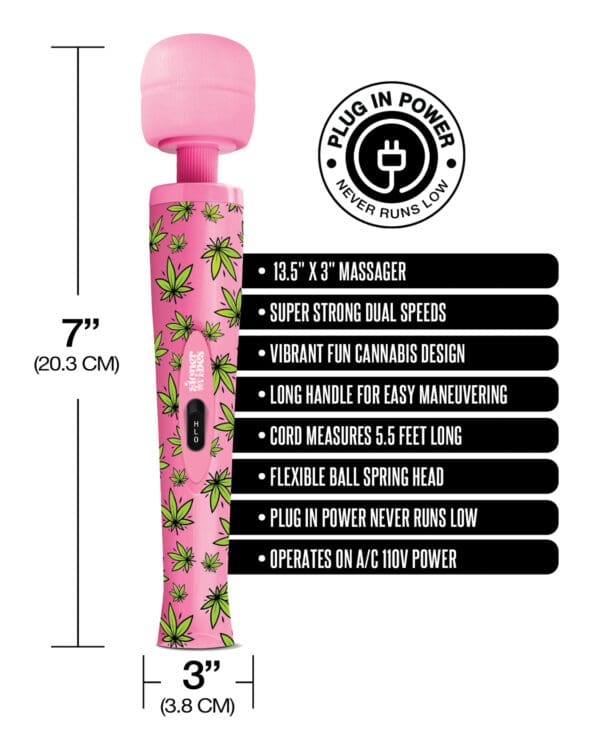 Stoner Vibes Wacky Weed Wand Massager - Pink Kush - Image 4