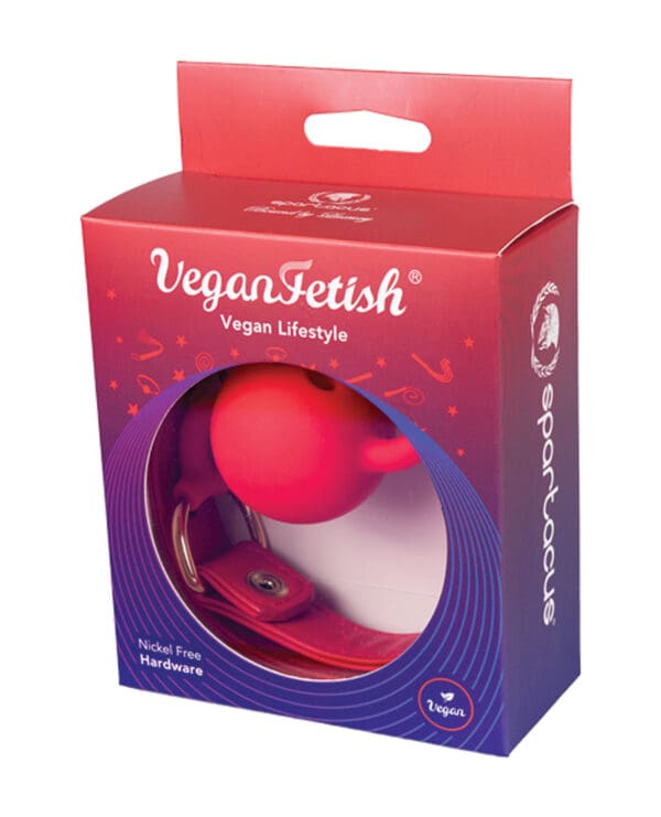 Spartacus Silicone Ball Gag w/Red PU Straps - 46 mm - Image 2