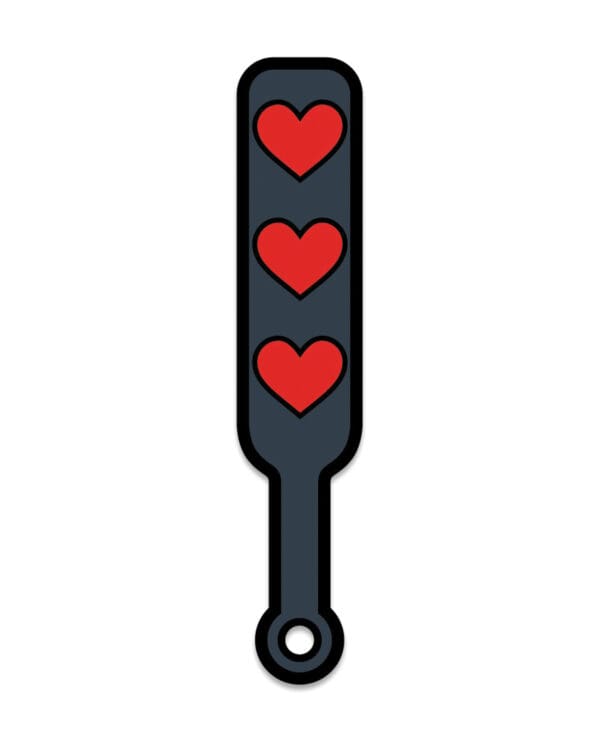 Wood Rocket Sex Toy Hearts Paddle Pin - Black/Red - Image 2