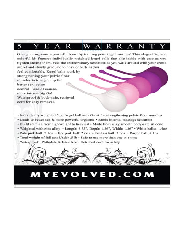 Evolved Tight & Delight 5 pc Weighted Kegel Ball Set - Assorted Colors - Image 2