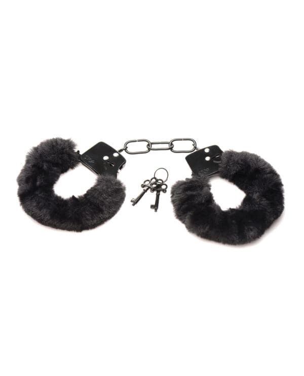 Master Series Cuffed in Fur Furry Handcuffs - Black - Image 2