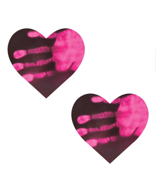 Neva Nude Temperature Reactive Heart Pasties - Neon Pink - Image 2