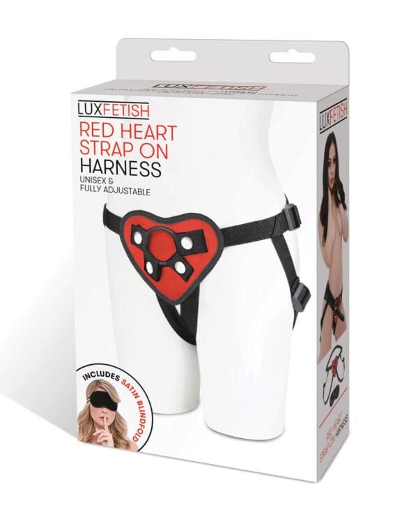Lux Fetish Red Heart Strap On Harness Set