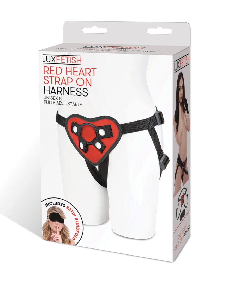 Lux Fetish Red Heart Strap On Harness Set