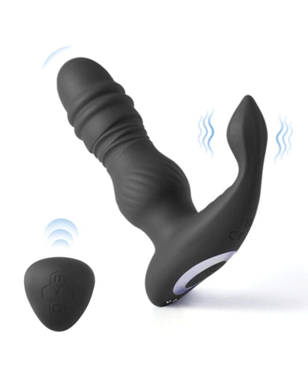 Jaden Thrusting Prostate Massager Vibrating Butt Plug Anal Sex Toy - Black - Image 2