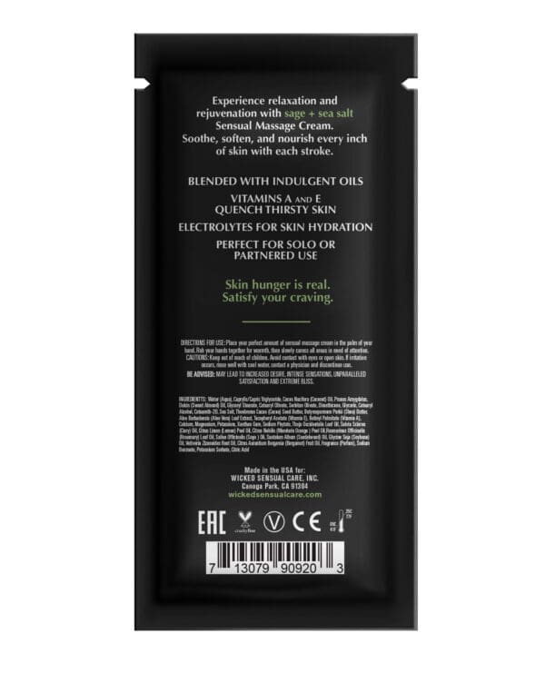 Wicked Sensual Care Sage & Sea Salt Massage Cream  - .34 oz - Image 2