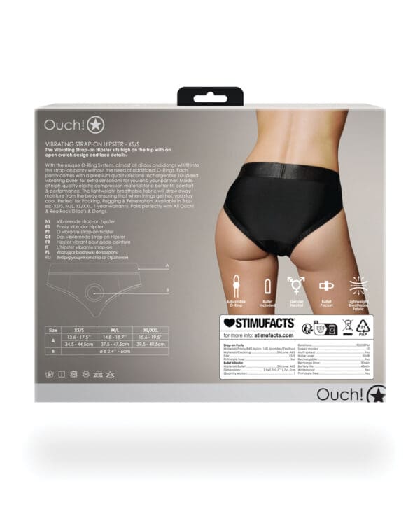 Shots Ouch Vibrating Strap On Hipster - Black XS/S - Image 2