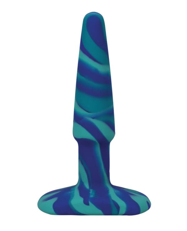 A Play 4" Groovy Silicone Anal Plug - Ocean - Image 2