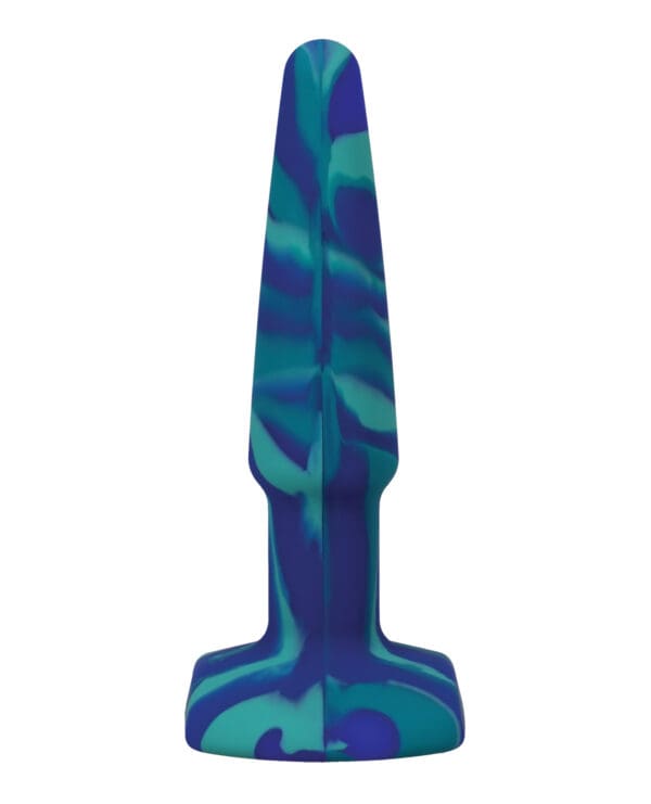 A Play 4" Groovy Silicone Anal Plug - Ocean - Image 3