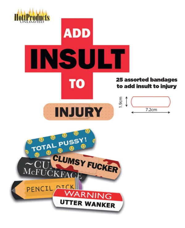 Add Insult to Injury Bandages w/Assorted Sayings - Box of 25 - Image 2