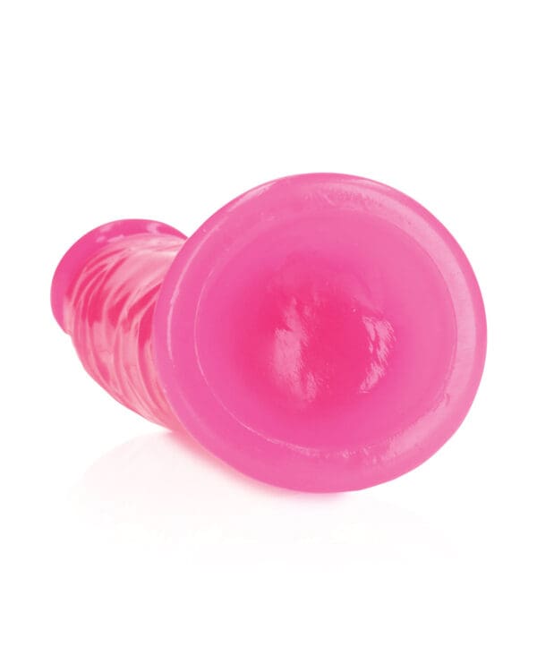 Shots RealRock 6" Slim Dildo Glow in the Dark - Neon Pink - Image 4