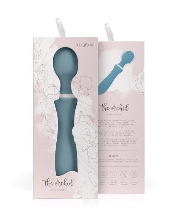 Bloom The Orchid Wand Vibrator - Teal - Image 5