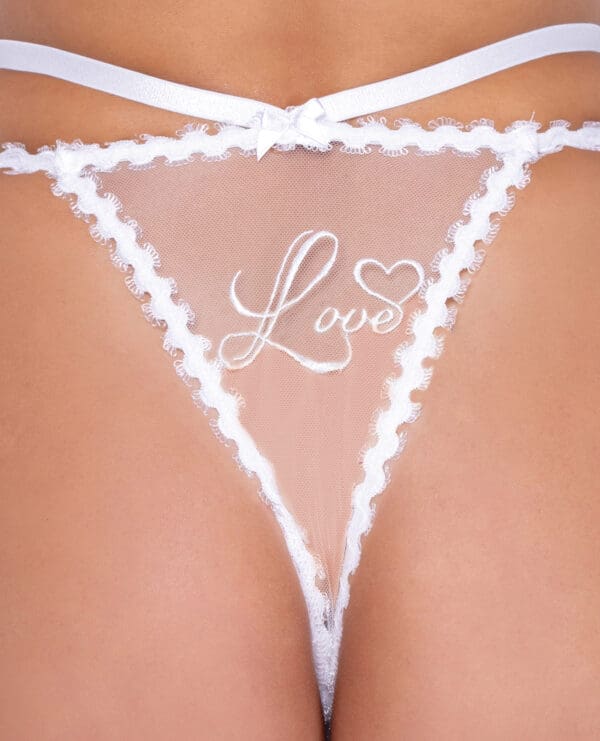 Forever Yours Embroidered Long Line Bra & Panty White XL - Image 3