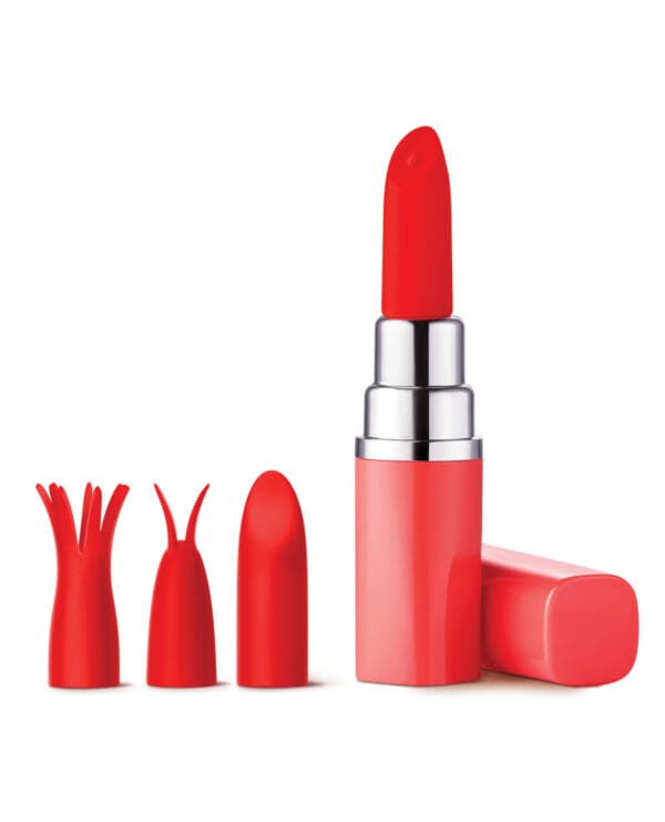 Luv Inc. Lipstick Vibrator w/4 Heads - Coral - Image 2