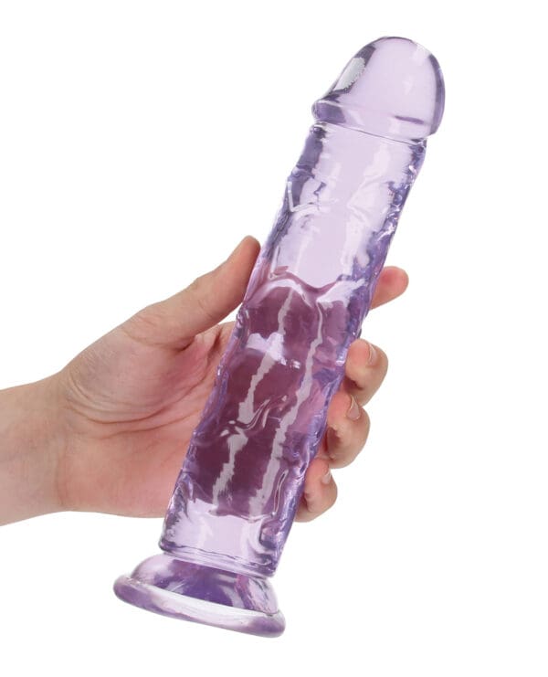 Shots RealRock Crystal Clear 9" Straight Dildo w/Suction Cup - Purple - Image 5