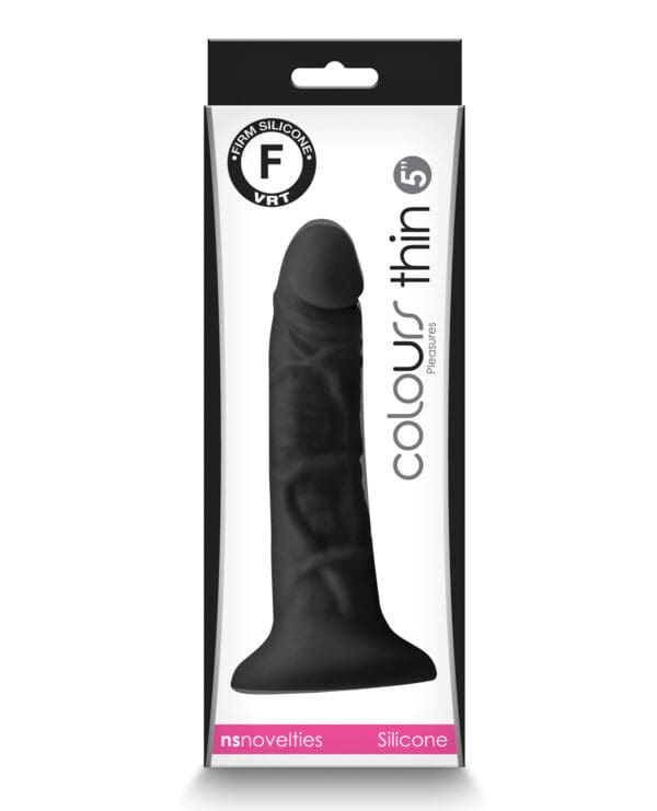 Colours Pleasures 5" Thin Dildo - Black - Image 2